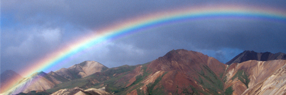 rainbow over mountains