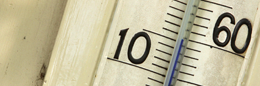 thermometer showing numbers 10 and 60 degrees